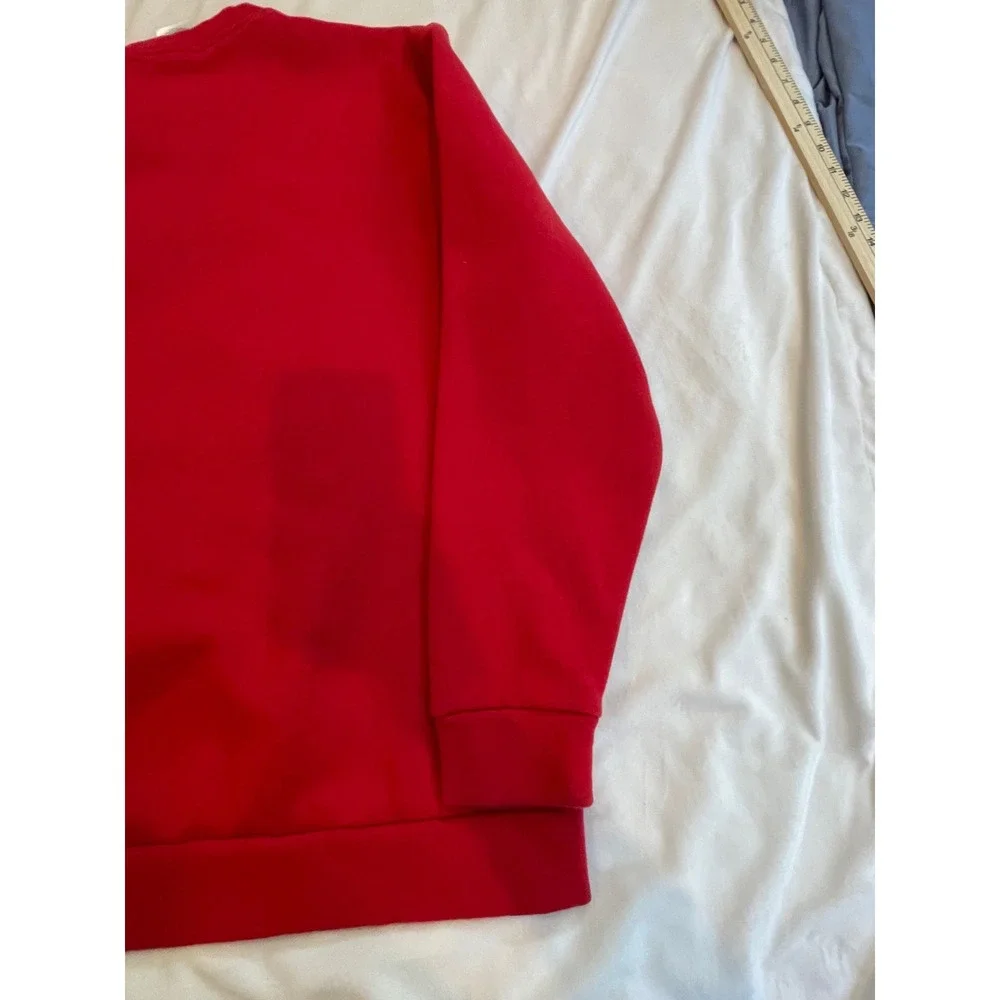 Adidas Mens XL Red Crewneck Sweatshirt Graphic Logo Pullover Fleece XL